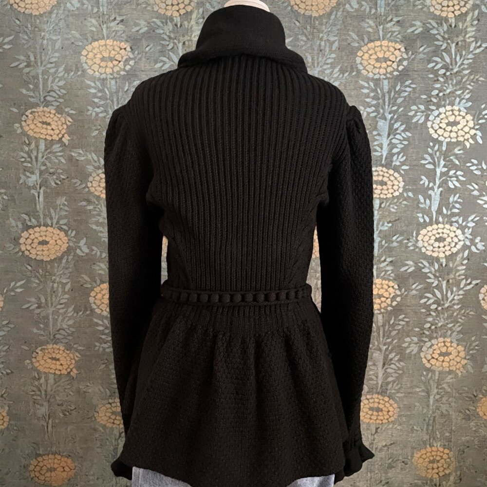 Manrico Cashmere Black 100% Cashmere Cardigan Sash Tie Size Small - Picture 5 of 9